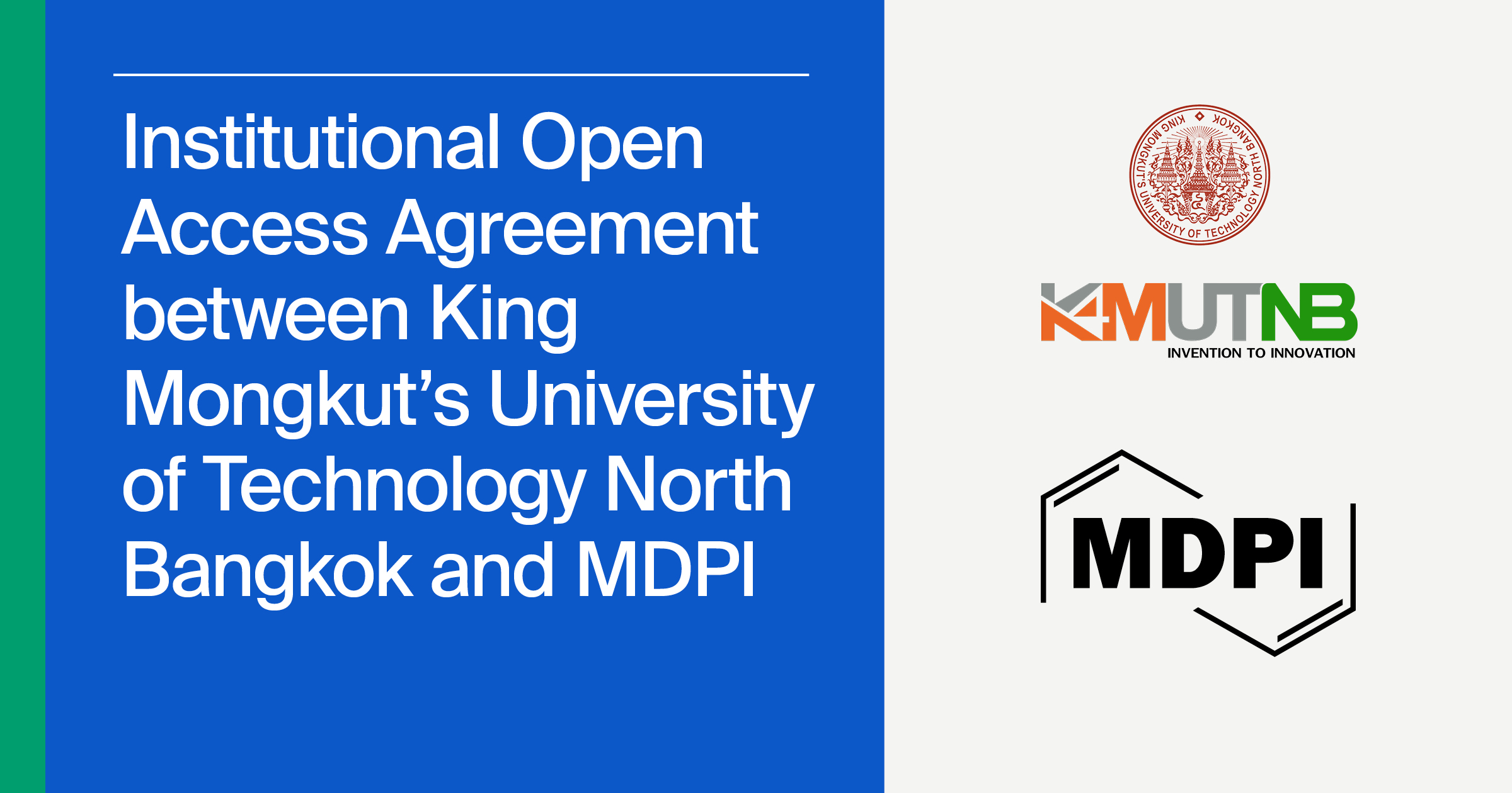 King Mongkut’s University of Technology North Bangkok (KMUTNB) Joins MDPI’s Institutional Open Access Program
