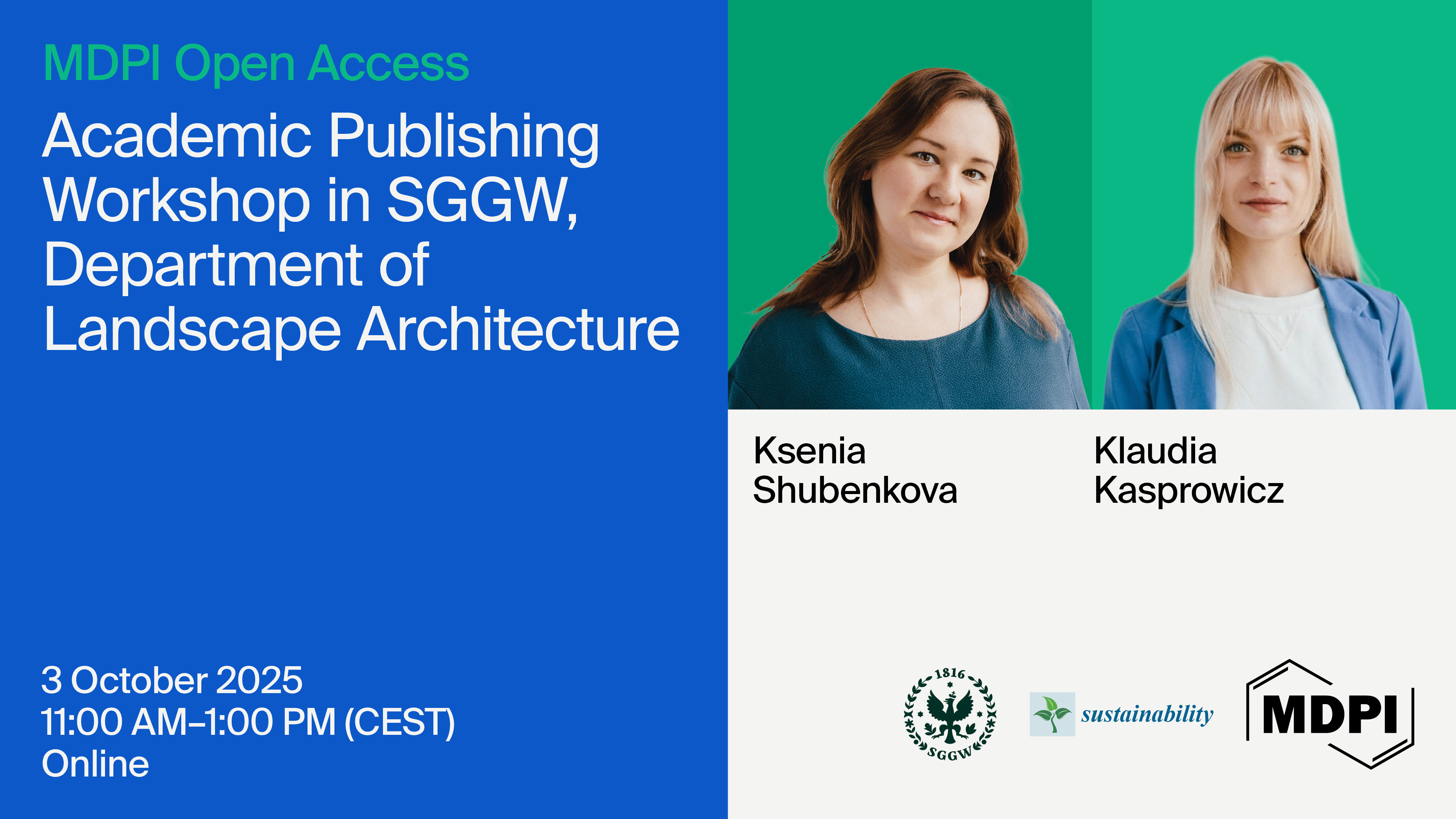 MDPI Open Science Insights: Academic Publishing Workshop in SGGW, Department of Landscape Architecture, 3 October 2025
