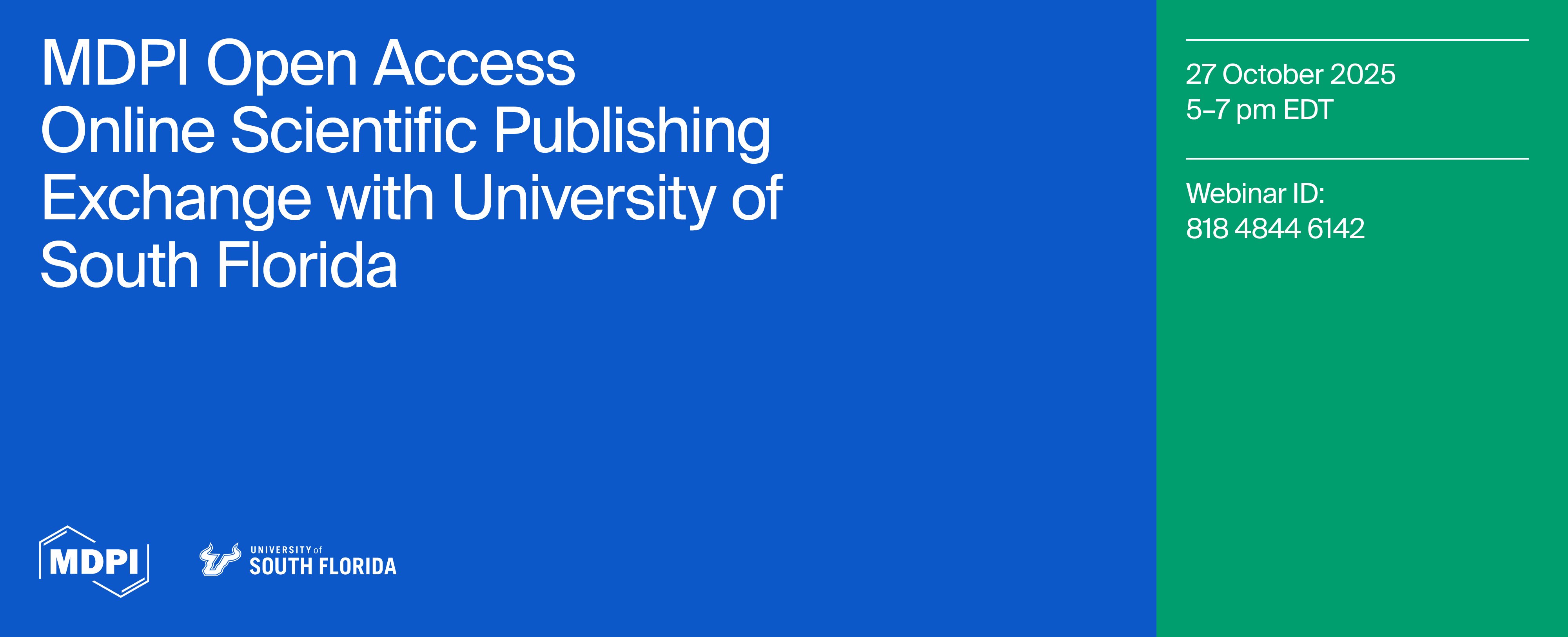 Empowering Academic Growth with MDPI: Online Academic Publishing Workshop with the University of South Florida, 27 October 2025