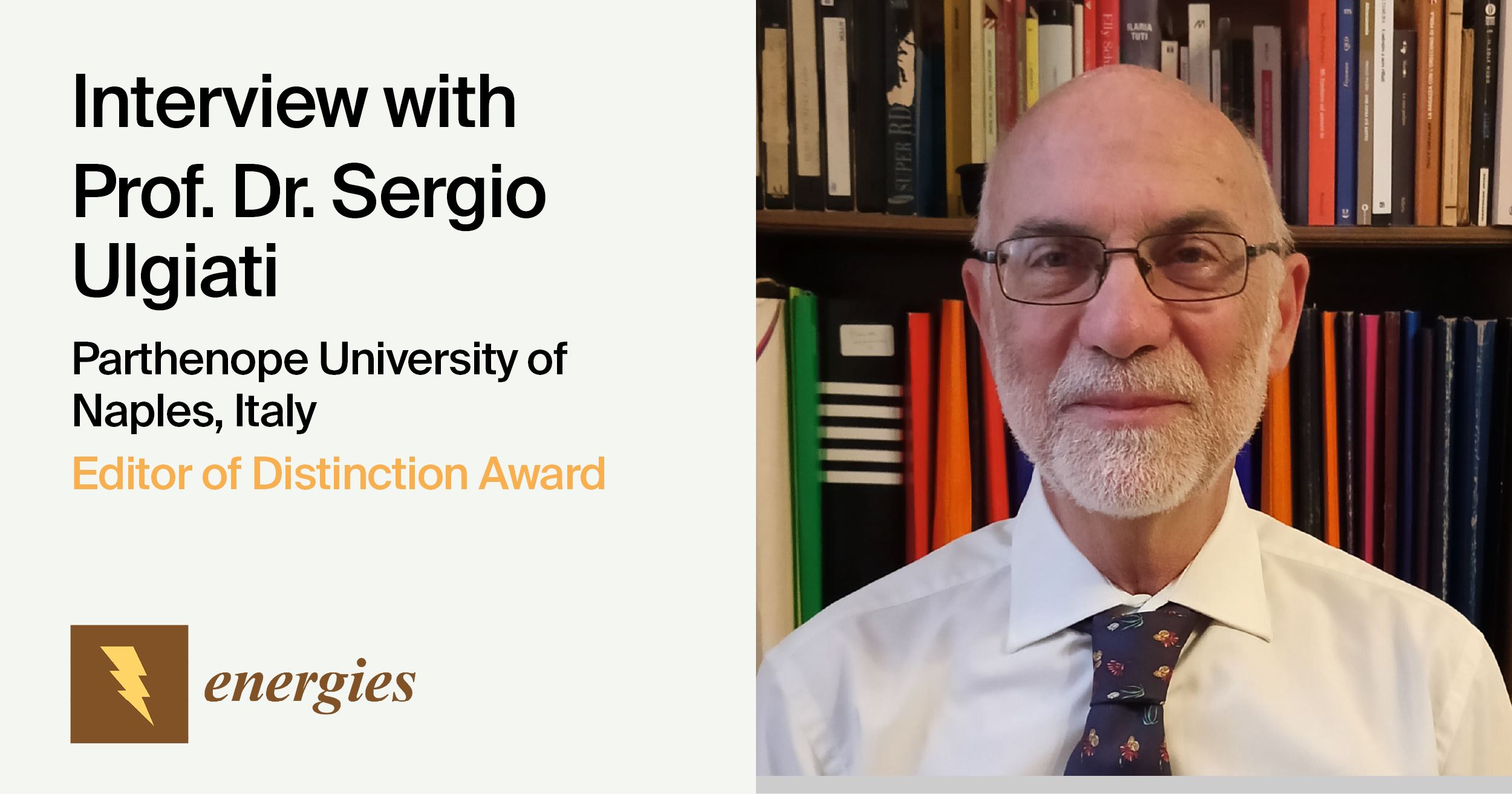 <strong>Interview with Prof. Dr.</strong> <strong>Sergio Ulgiati</strong><strong>—Winner of the <em>Energies</em> Editor of Distinction Award</strong>