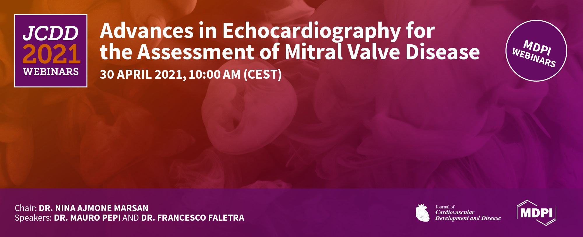 <strong>1<sup>st</sup> Free Webinar on <em>JCDD</em>: </strong><strong>Advances in Echocardiography for the Assessment of Mitral Valve Disease—30 April 2021</strong>