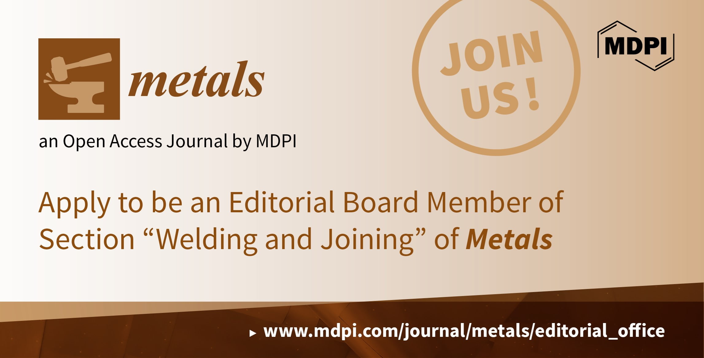 <strong><em>Metals</em> | Recruiting Editorial Board Members for Section “Welding and Joining”</strong>