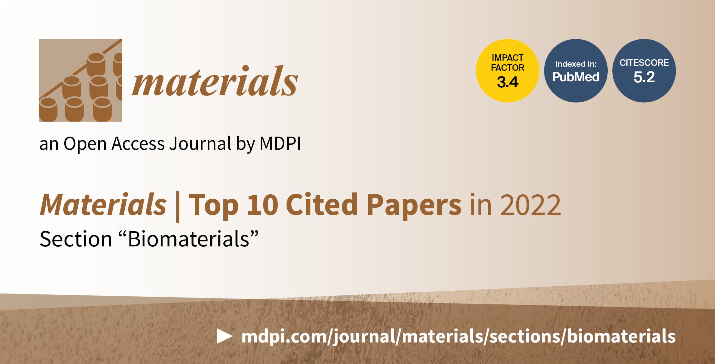 <strong><em>Materials</em></strong><strong> | Top 10 Cited Papers in 2022 in the Section “Biomaterials”</strong>