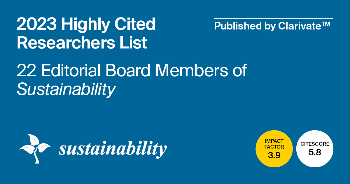 Editorial Board Members from <em>Sustainability</em> Featured in the 2023 Highly Cited Researchers List Published by Clarivate