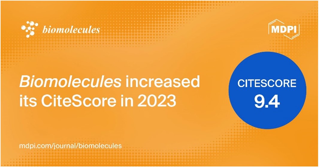 <em>Biomolecules</em> Receives an Increased CiteScore of 9.4 and an Improved Category Ranking