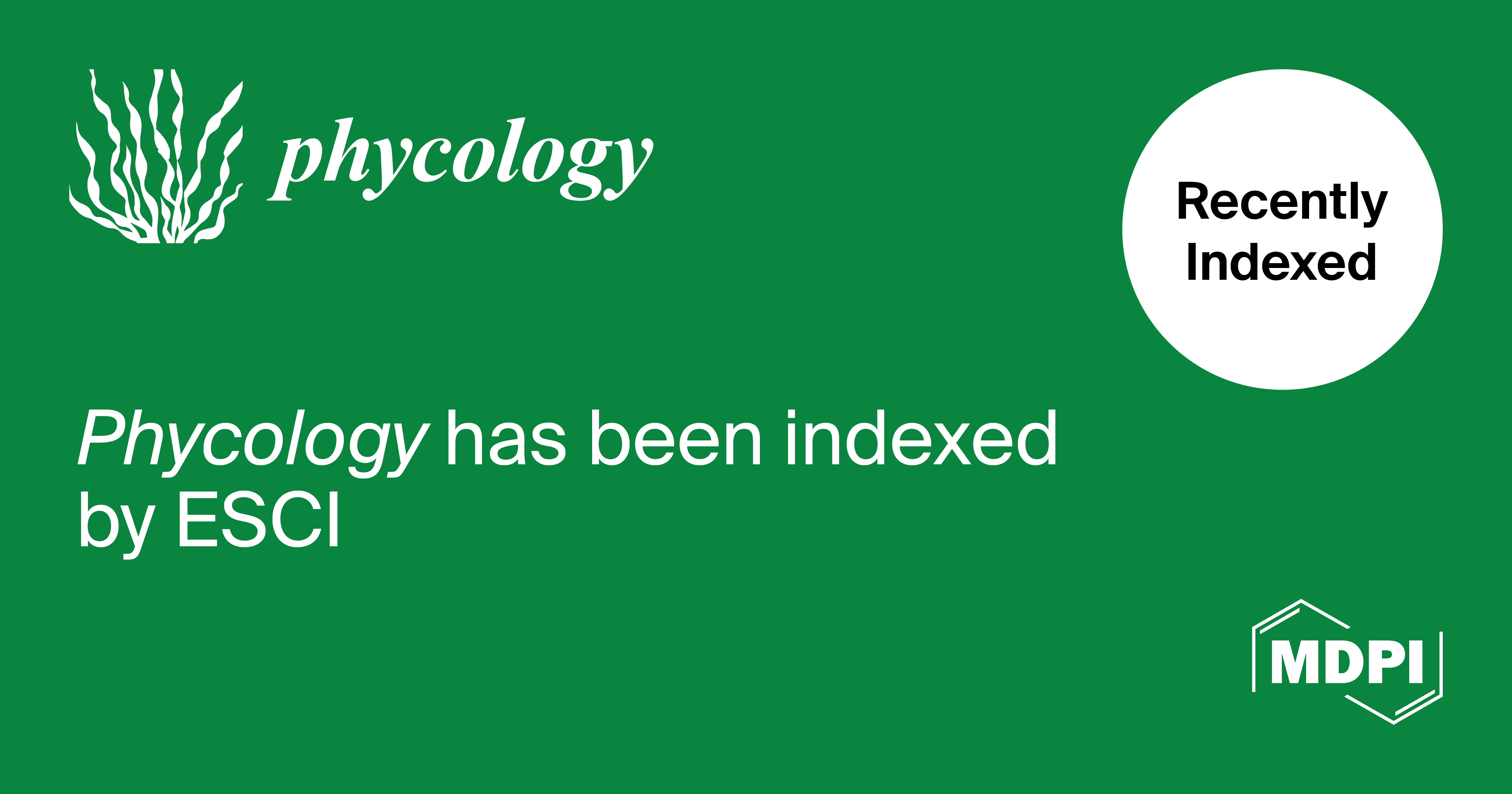 <strong><em>Phycology </em>Accepted into Emerging Sources Citation Index in Web of Science</strong>