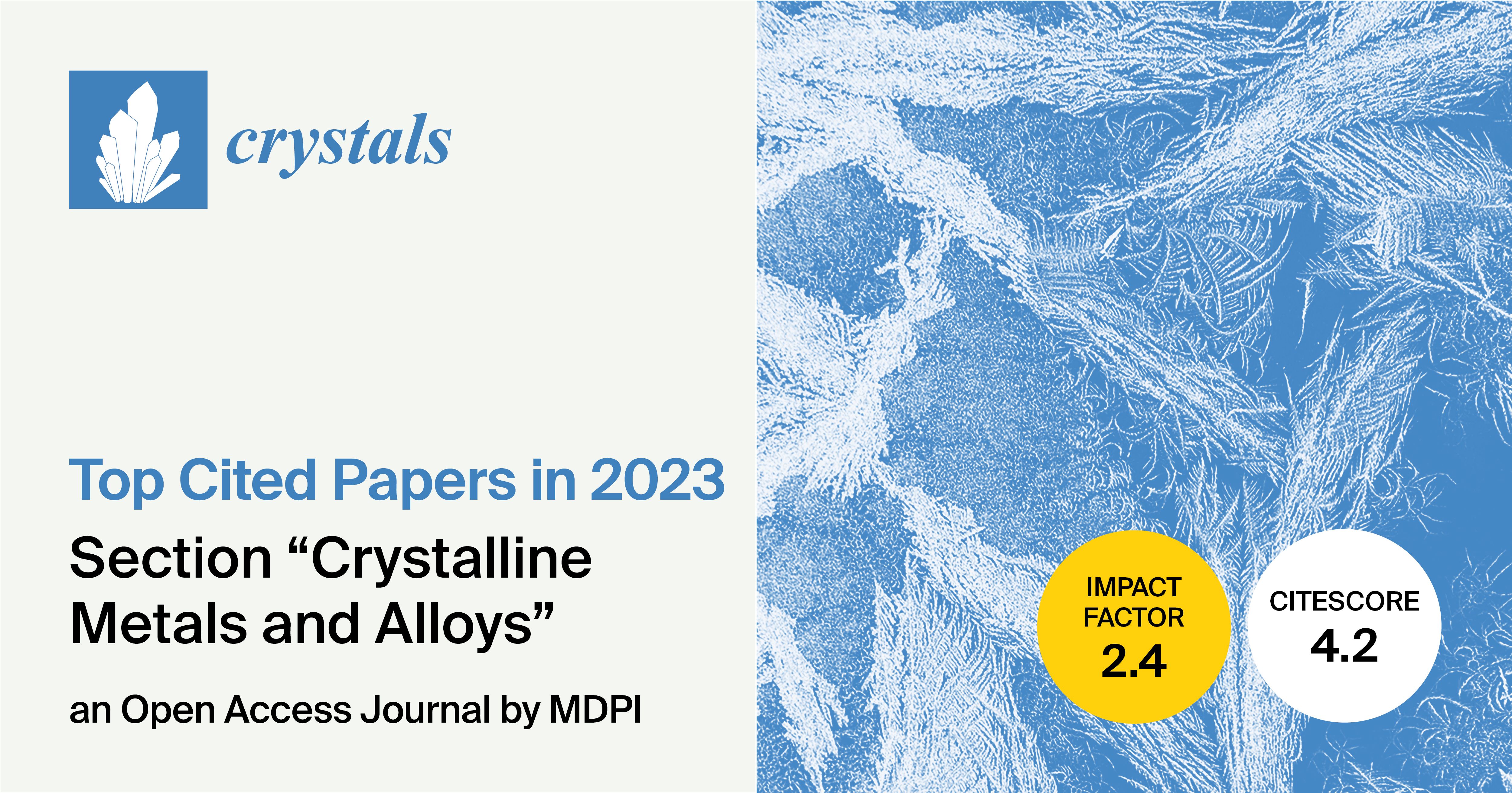 <strong><em>Crystals</em></strong><strong> | Top 10 Cited Papers in 2023 in the Section “Crystalline Metals and Alloys”</strong>