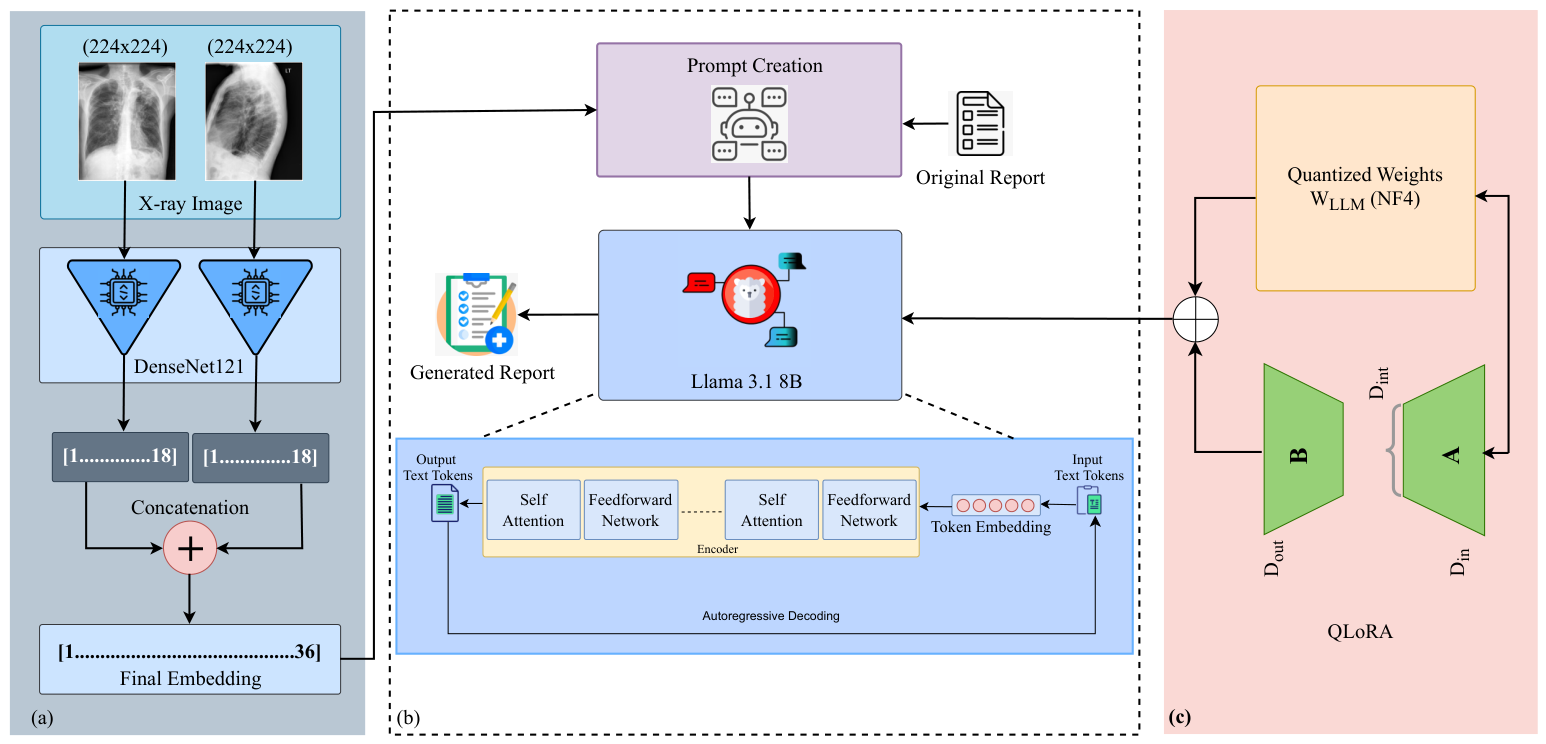 LLaMA-XR: A Novel Framework for Radiology Report Generation Using LLaMA ...
