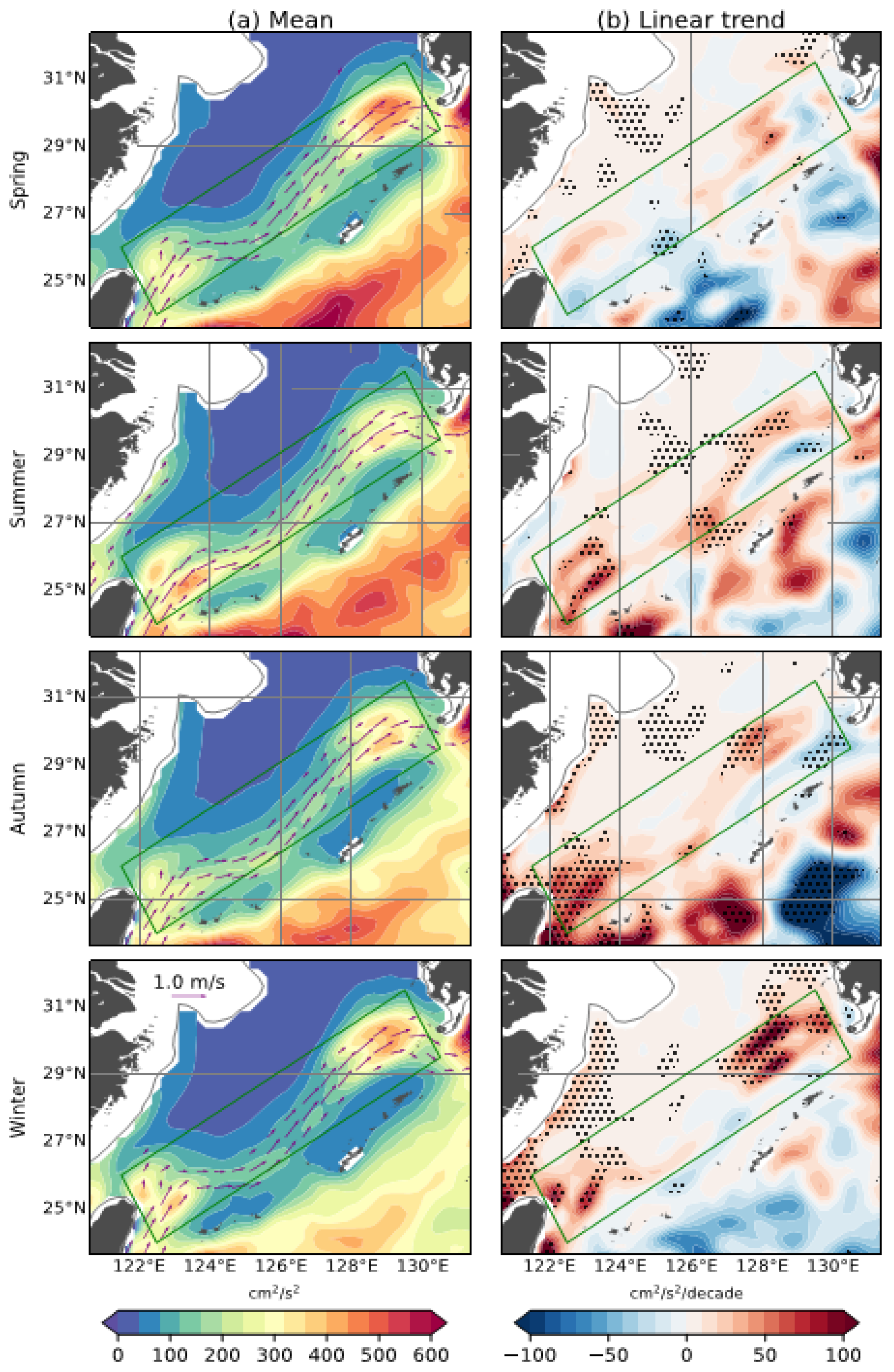 Long-Term Variation in Mesoscale Eddy Activity Around the Kuroshio in ...