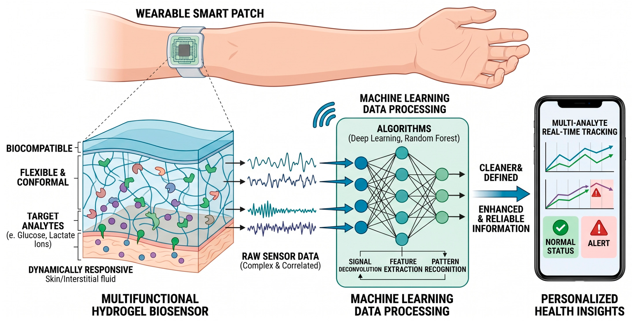 Machine Learning Biosensor Machine-Learning-Enabled Hydrogel Biosensors for Wearable Health Monitoring