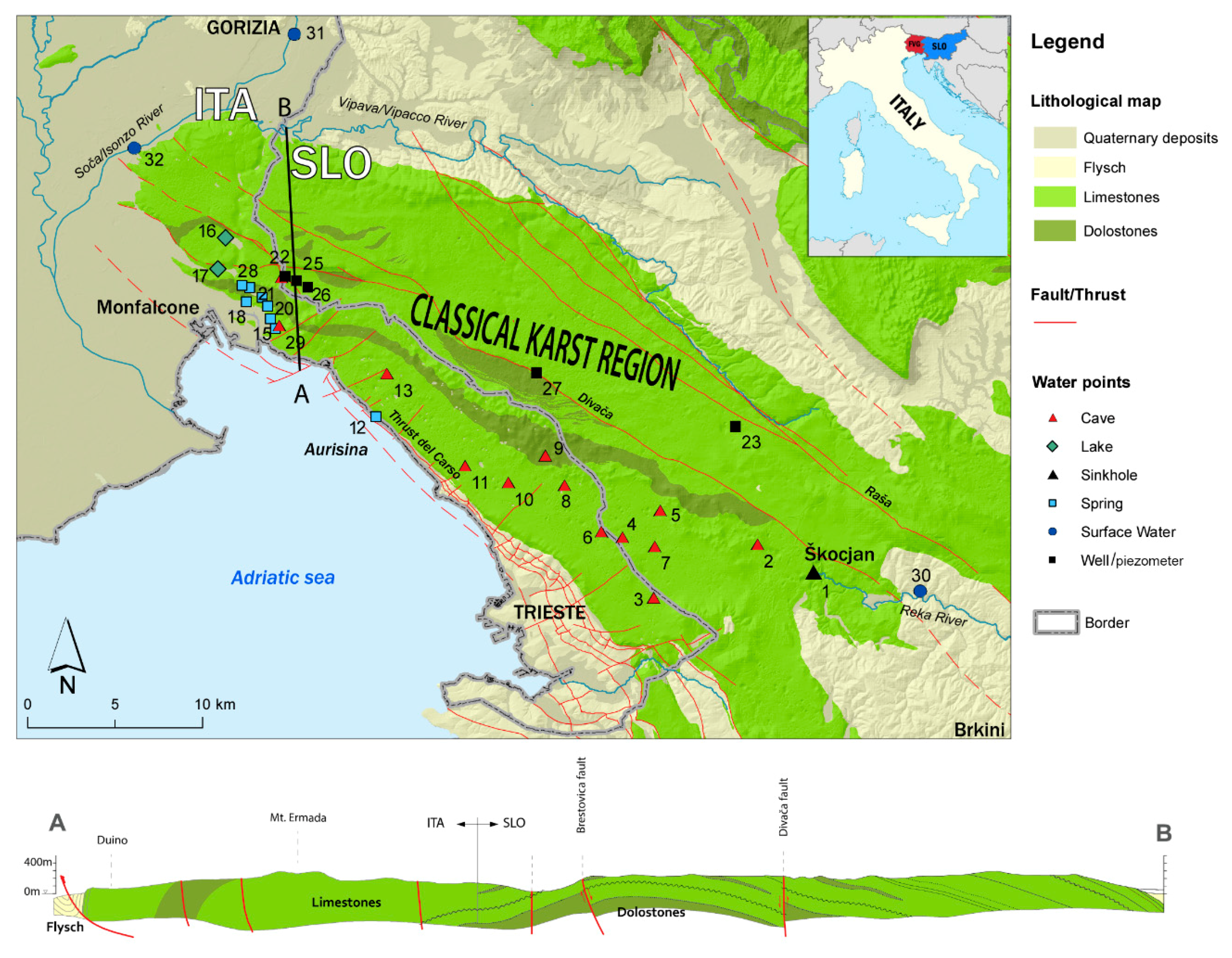 Geosciences | and Classical by Karst Isotopic Means (87Sr/86Sr) Groundwater Values: Characterization Aquifer (Italy–Slovenia) Non-Conservative and Case Conservative δ2H) The (δ18O Free of Full-Text | Region