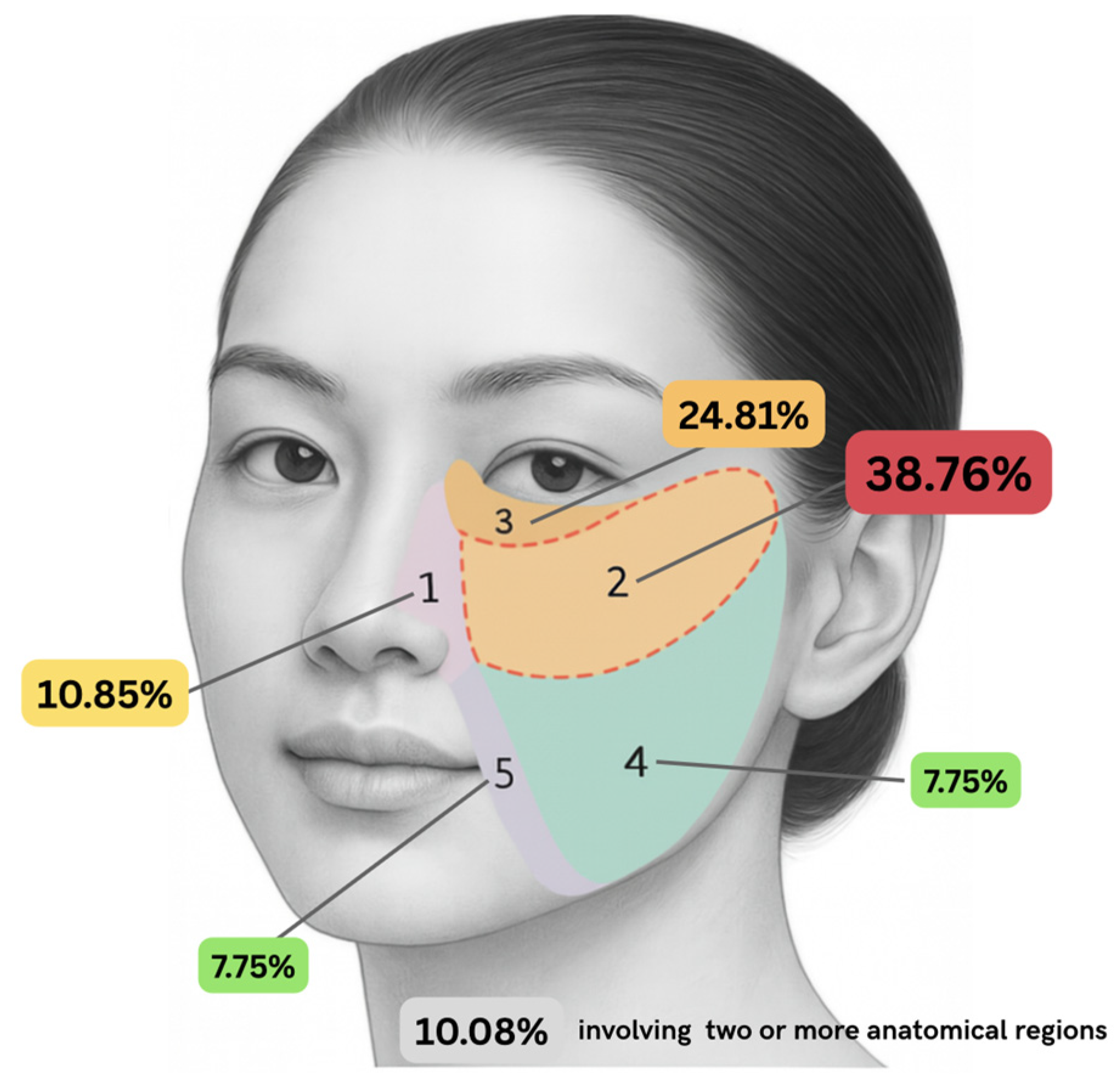 Normal Cheek Projection Site- and Size-Based Algorithm for Reconstruction of Cheek Skin Defects ...