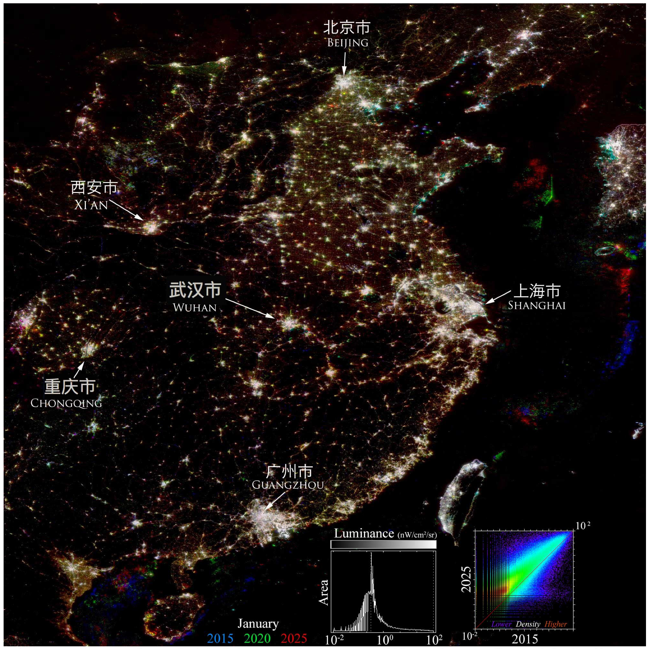 Spatiotemporal Dynamics of Anthropogenic Night Light in China