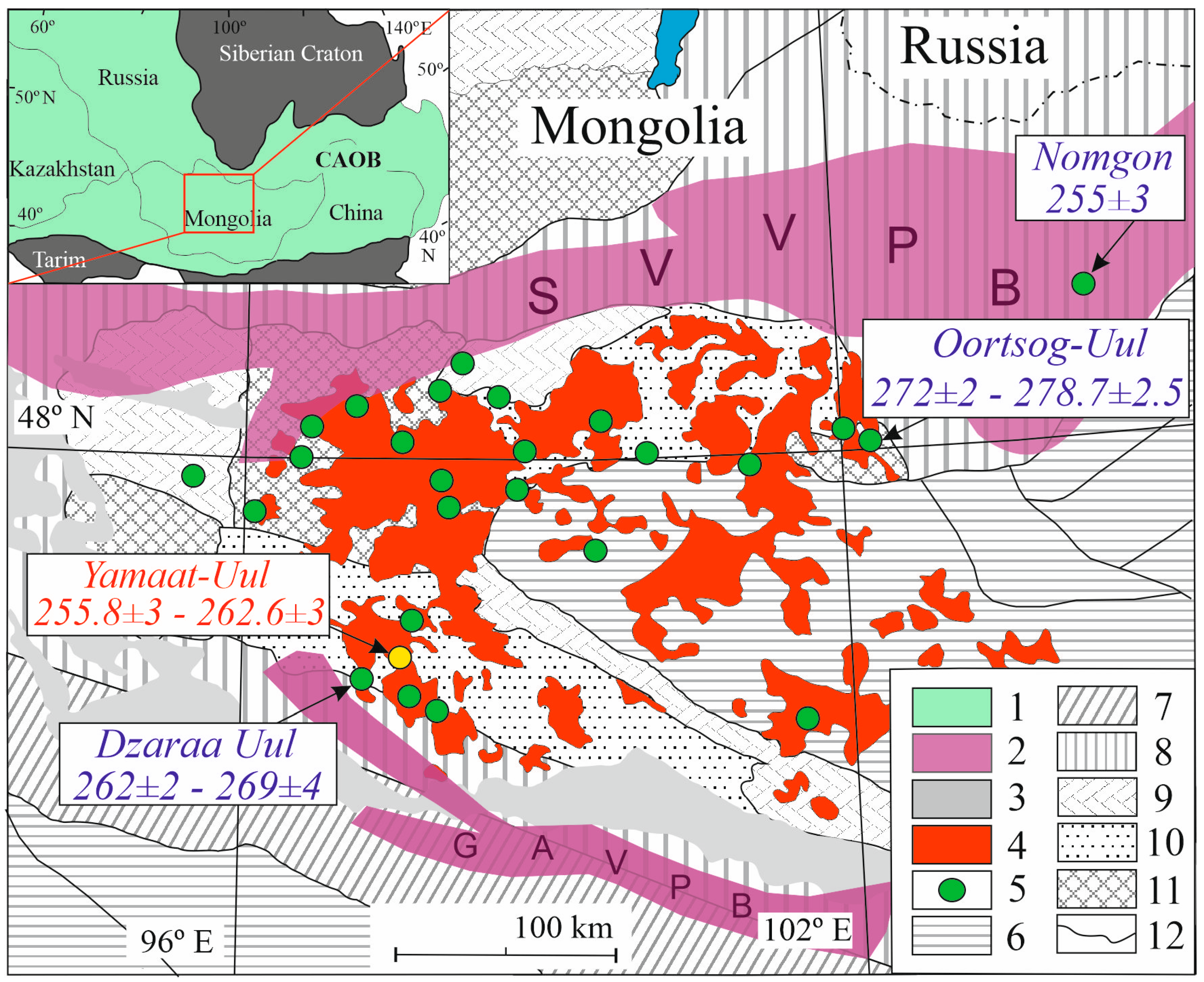 Central Asian Orogenic Belt (CAOB) in western Siberia, Mongolia