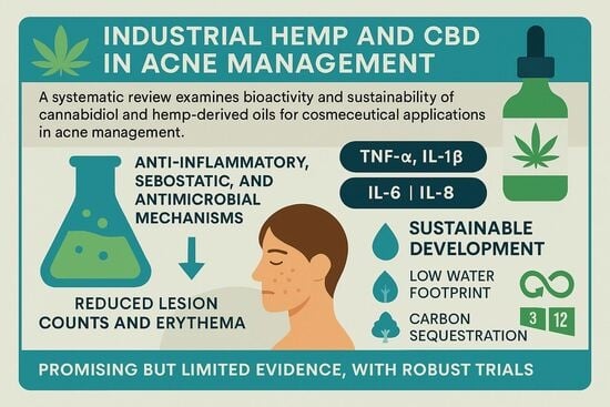 CBD-Containing Hemp Extracts and Isolated CBD for Acne: A Systematic Review of Anti-Inflammatory Mechanisms, Clinical Signals and Sustainability