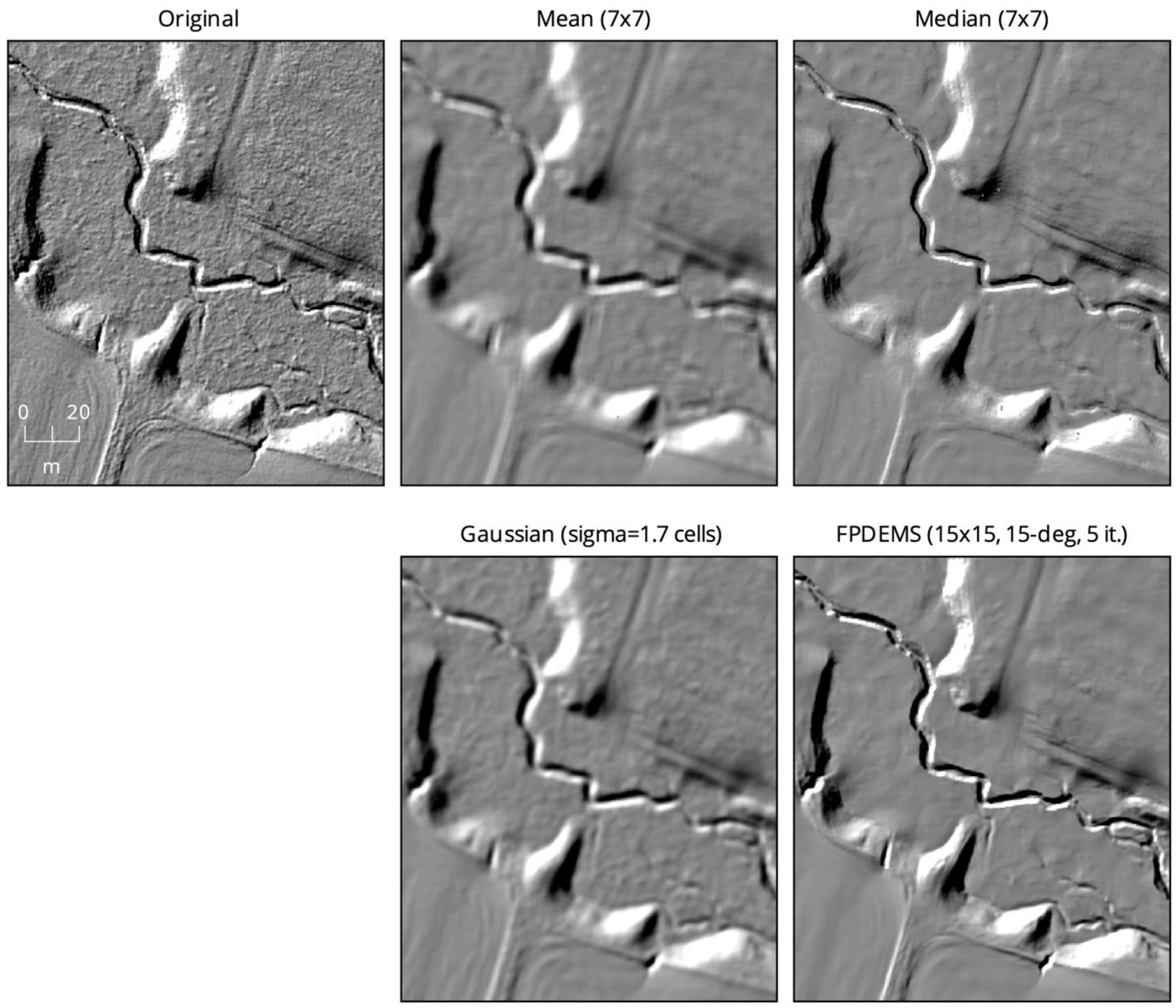 Post hangen blouse Remote Sensing | Free Full-Text | LiDAR DEM Smoothing and the Preservation  of Drainage Features