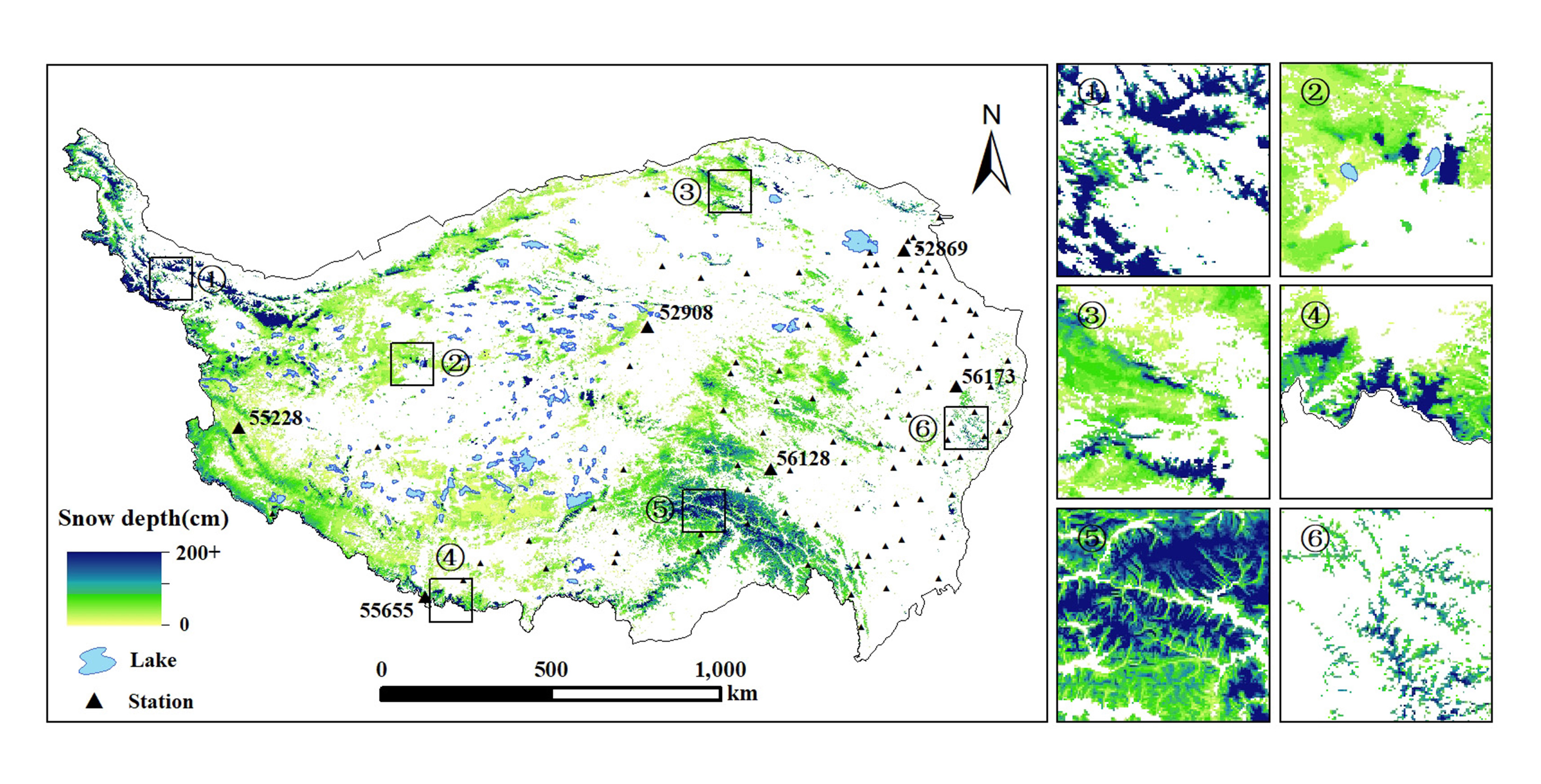 TC - Evaluation of snow depth and snow cover over the Tibetan Plateau in  global reanalyses using in situ and satellite remote sensing observations