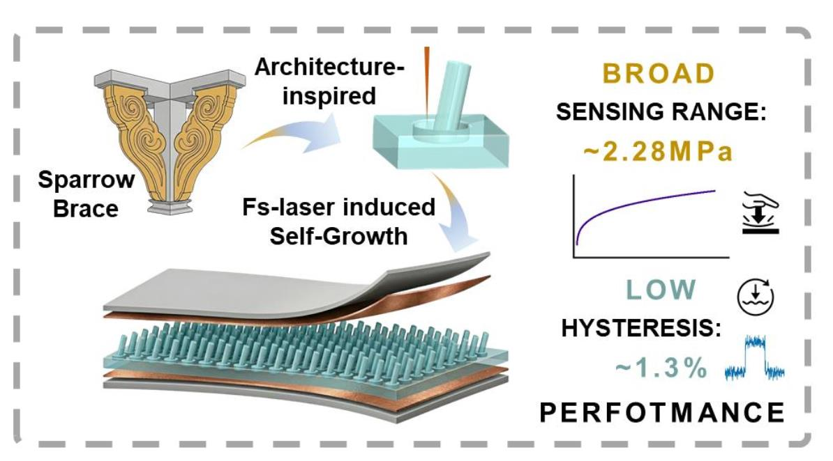 Wide-Range, Low-Hysteresis Soft Sensor with Architecture-Inspired ...