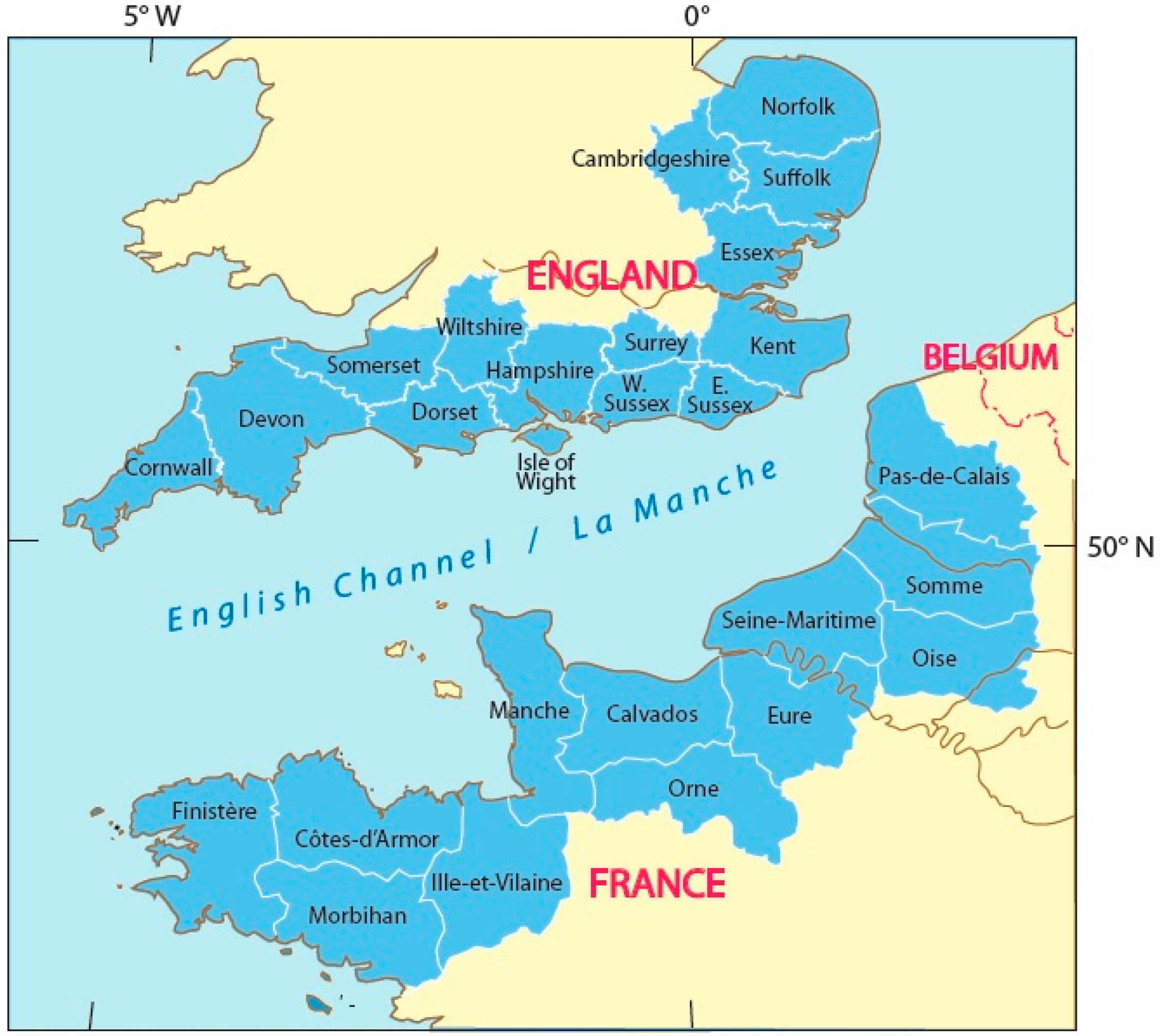 english channel map europe