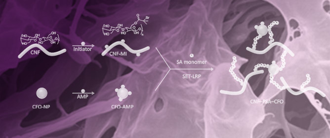 Polymer-Modified Cellulose Nanofibrils Cross-Linked with Cobalt Iron Oxide Nanoparticles as a Gel Ink for 3D Printing Objects with Magnetic and Electrochemical Properties