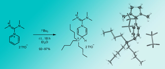 Tributyl(1-((dimethylamino)(dimethyliminio)methyl)-1,4-dihydropyridin-4-yl)phosphonium Ditrifluoromethanesulfonate