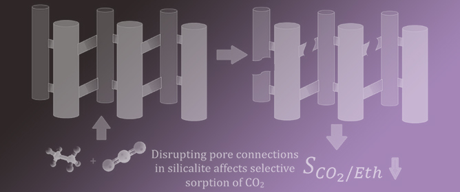 Ethane-CO<sub>2</sub> Mixture Adsorption in Silicalite: Influence of Tortuosity and Connectivity of Pores on Selectivity
