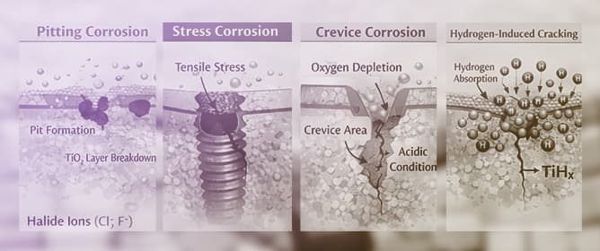 Mechanisms of Titanium and Zirconia Implant Degradation in the Oral Environment