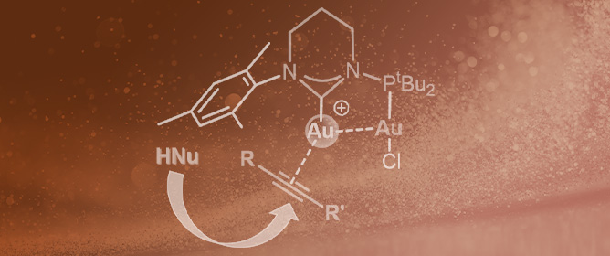 A Stable Dinuclear Monocationic Gold(I) Complex as Silver-Free Catalyst for Alkyne Hydrofunctionalizations