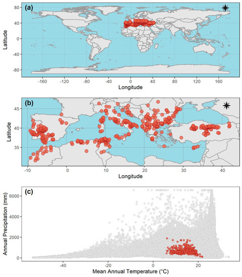 Spatial extent of the ecological programs. The red dashed line is